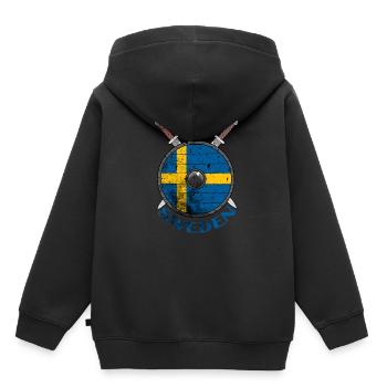 Schweden - Kinder Premium Organic Hoodie - Schwarz - Hinten - AI Model Kid Male (0cm)