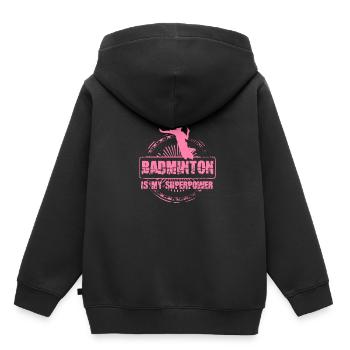 Badminton Badminton Badminton Badminton - Sweat Premium à capuche enfant bio - noir - Dos - AI Model Kid Male (0cm)