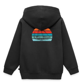 Voile voilier - Sweat Premium à capuche enfant bio - noir - Dos - AI Model Kid Male (0cm)