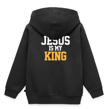 Christen - Kinder Premium Organic Hoodie - Schwarz - Hinten - AI Model Kid Male (0cm)