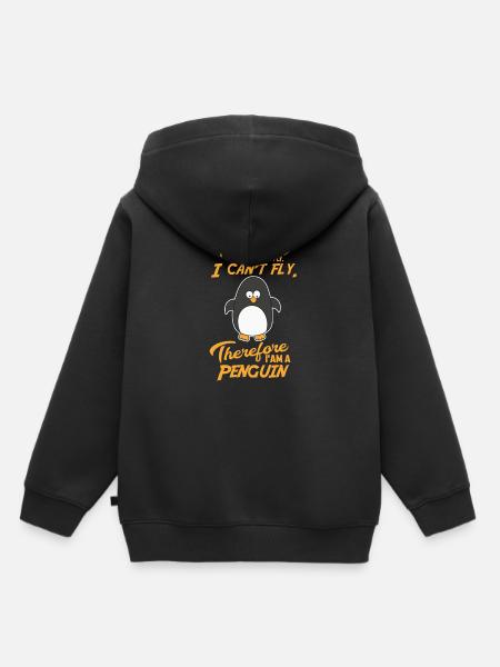 pingouins - Sweat Premium à capuche enfant bio - noir