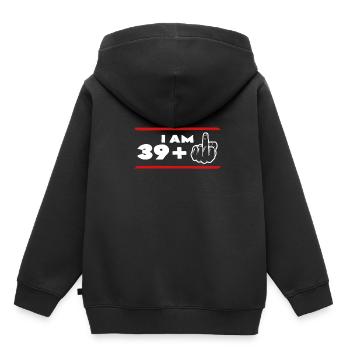 40 ans - Sweat Premium à capuche enfant bio - noir - Dos - AI Model Kid Male (0cm)