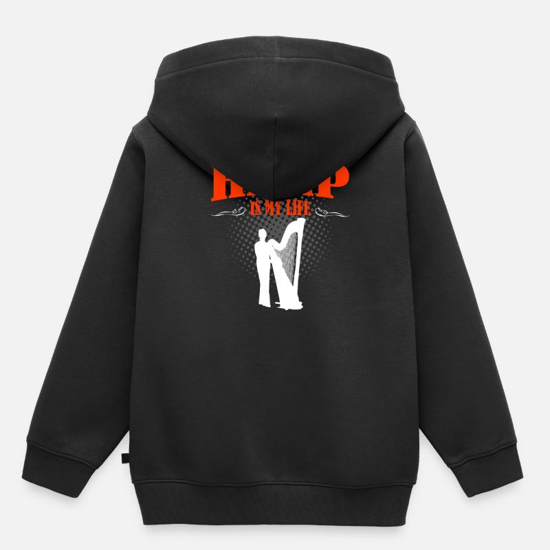 harpe - Sweat Premium à capuche enfant bio - noir