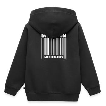 Mexiko-Stadt Strichcode - Kinder Premium Organic Hoodie - Schwarz - Hinten - AI Model Kid Male (0cm)