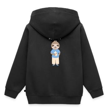 Pajamas all day. Sloth sleeper pajamas - Kids Premium Organic Hoodie - black - Back - AI Model Kid Male (0cm)