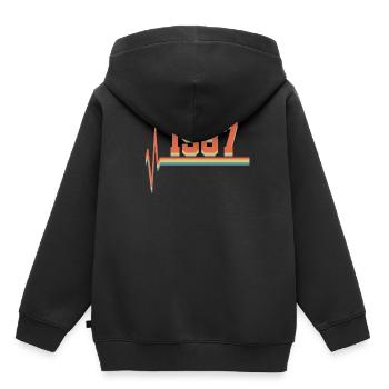 1987 - Kinder Premium Organic Hoodie - Schwarz - Hinten - AI Model Kid Male (0cm)