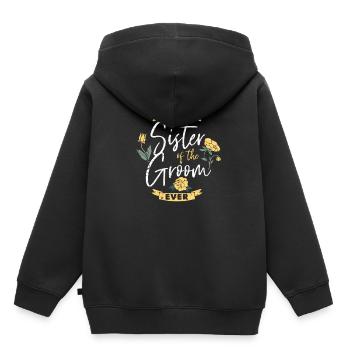 Soutien de mariage soeur marié - Sweat Premium à capuche enfant bio - noir - Dos - AI Model Kid Male (0cm)