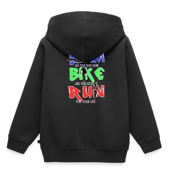 Lustig Triathlon Schwimmen Rennen Radfahren - Kinder Premium Organic Hoodie - Schwarz - Hinten - AI Model Kid Male (0cm)
