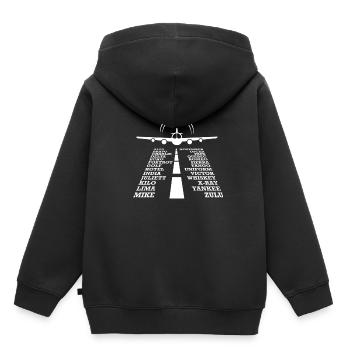 Pilot Flughafen - Kinder Premium Organic Hoodie - Schwarz - Hinten - AI Model Kid Male (0cm)