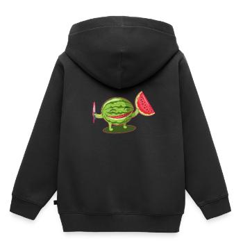 Melon melon de melon d'eau melon miel - Sweat Premium à capuche enfant bio - noir - Dos - AI Model Kid Male (0cm)