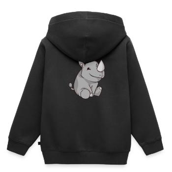Chibi Comic Rhino Kawaii Joli Cadeau - Sweat Premium à capuche enfant bio - noir - Dos - AI Model Kid Male (0cm)