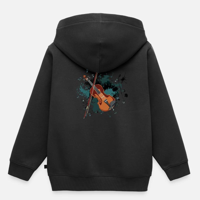 Violon - Sweat Premium à capuche enfant bio - noir