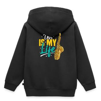 Saxophone Saxophonist - Kids Premium Organic Hoodie - black - Back - AI Model Kid Male (0cm)