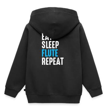 Flöte - Kinder Premium Organic Hoodie - Schwarz - Hinten - AI Model Kid Male (0cm)