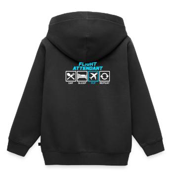 Essen Schlafen Fliegen Wiederholen - Kinder Premium Organic Hoodie - Schwarz - Hinten - AI Model Kid Male (0cm)