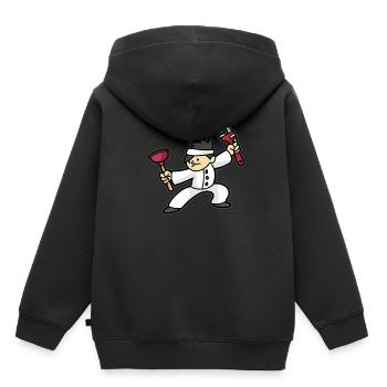 Plombier Ninja Plombier Pinces - Sweat Premium à capuche enfant bio - noir - Dos - AI Model Kid Male (0cm)