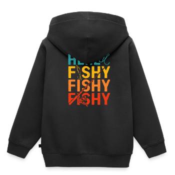 Hameçon de pêche - Sweat Premium à capuche enfant bio - noir - Dos - AI Model Kid Male (0cm)