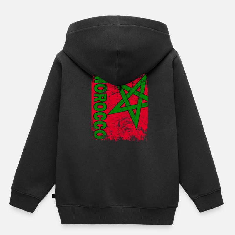 DRAPEAU MAROC - Grand drapeau marocain - Sweat Premium à capuche enfant bio - noir