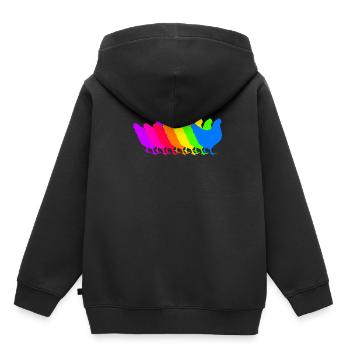 Troupe de poulet coloré - Sweat Premium à capuche enfant bio - noir - Dos - AI Model Kid Male (0cm)