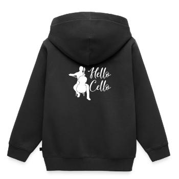 Violoncelle violoncelle - Sweat Premium à capuche enfant bio - noir - Dos - AI Model Kid Male (0cm)