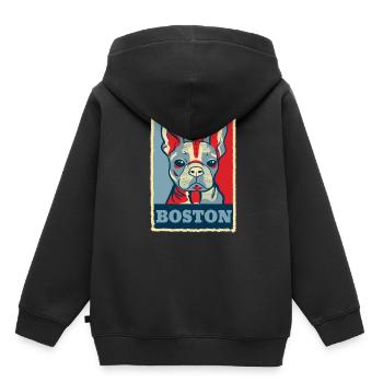 Cadeau vintage Obama de chien de Terrier de Boston - Sweat Premium à capuche enfant bio - noir - Dos - AI Model Kid Male (0cm)