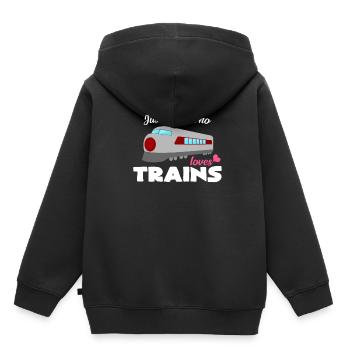 Ich mag Züge - Kinder Premium Organic Hoodie - Schwarz - Hinten - AI Model Kid Male (0cm)