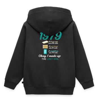 Geboren in 1979 - Kinder Premium Organic Hoodie - Schwarz - Hinten - AI Model Kid Male (0cm)