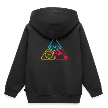 Symboles de triathlon - Sweat Premium à capuche enfant bio - noir - Dos - AI Model Kid Male (0cm)