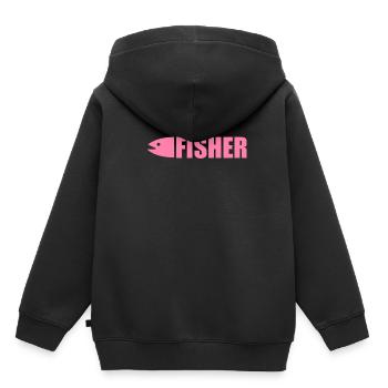 Poissons Poissons Poissons Pêche - Sweat Premium à capuche enfant bio - noir - Dos - AI Model Kid Male (0cm)