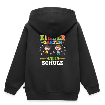 Tschüss Kindergarten Hallo Schule - Einschulung - Kinder Premium Organic Hoodie - Schwarz - Hinten - AI Model Kid Male (0cm)