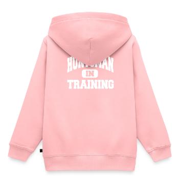 Chasseur en formation - Sweat Premium à capuche enfant bio - rose - Dos - AI Model Kid Female (0cm)