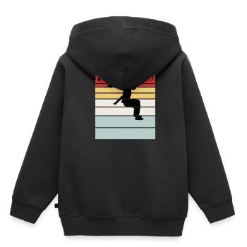 Retro Freerunning Team Tee Shirt - Kinder Premium Organic Hoodie - Schwarz - Hinten - AI Model Kid Male (0cm)