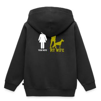 Doberman Rettungshund - Kinder Premium Organic Hoodie - Schwarz - Hinten - AI Model Kid Male (0cm)