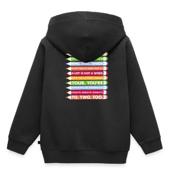 Orthographe Grammaire There Their Were We’re - Sweat Premium à capuche enfant bio - noir - Dos - AI Model Kid Male (0cm)