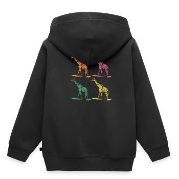 Girafe girafes - Sweat Premium à capuche enfant bio - noir - Dos - AI Model Kid Male (0cm)