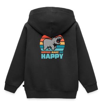 Nilpferd Glück - Kinder Premium Organic Hoodie - Schwarz - Hinten - AI Model Kid Male (0cm)