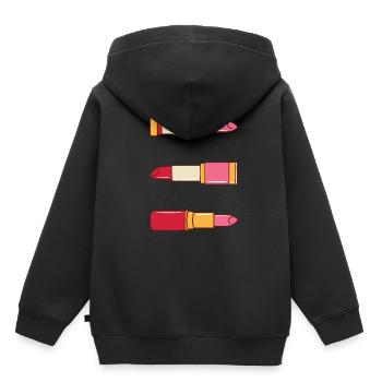 Lippenstift Schminke Schönheit Frau Damen Geschenk - Kinder Premium Organic Hoodie - Schwarz - Hinten - AI Model Kid Male (0cm)