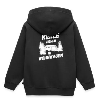 ECHTE KERLE ZIEHEN WOHNWAGEN - Kinder Premium Organic Hoodie - Schwarz - Hinten - AI Model Kid Male (0cm)