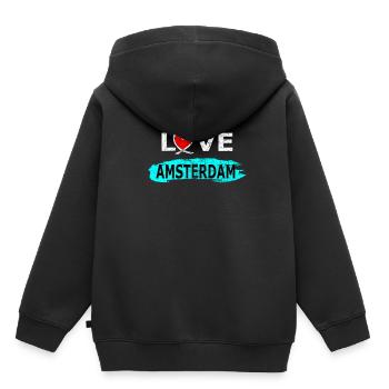 Amsterdam - Sweat Premium à capuche enfant bio - noir - Dos - AI Model Kid Male (0cm)