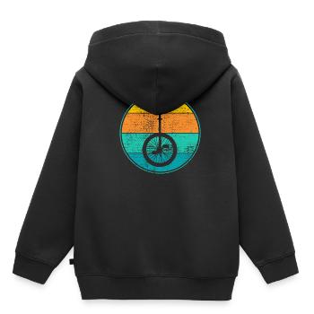 Einrad - Kinder Premium Organic Hoodie - Schwarz - Hinten - AI Model Kid Male (0cm)