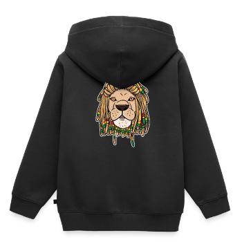 Cadeau Dreadlocks Lion Reggae Rasta Rastafari - Sweat Premium à capuche enfant bio - noir - Dos - AI Model Kid Male (0cm)