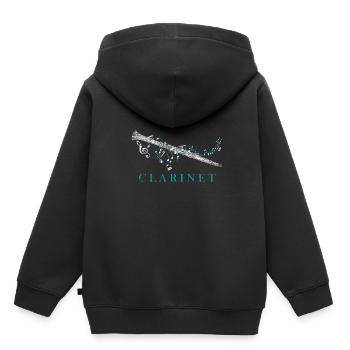 Instrument de musique clarinette - Sweat Premium à capuche enfant bio - noir - Dos - AI Model Kid Male (0cm)