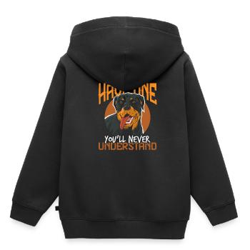 Animal de compagnie Rottweiler - Sweat Premium à capuche enfant bio - noir - Dos - AI Model Kid Male (0cm)
