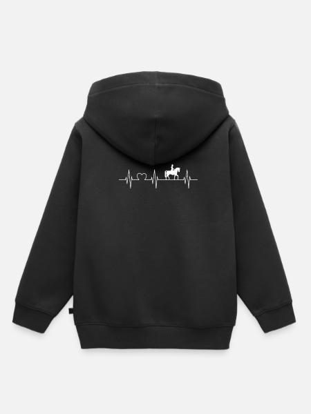 Cavallo Hobby Rider Cuore Silhouette ECG Heartbeat - Felpa Premium con cappuccio bambino bio - nero
