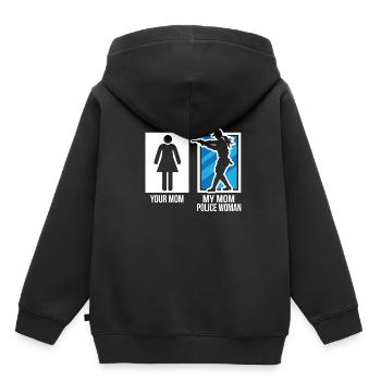 Logo police policier maman maman - Sweat Premium à capuche enfant bio - noir - Dos - AI Model Kid Male (0cm)