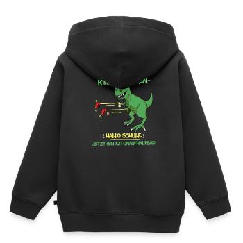 Dino T-Rex Hallo Schule Einschulung Schulanfänger - Kinder Premium Organic Hoodie - Schwarz - Hinten - AI Model Kid Male (0cm)