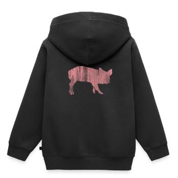 Schwein - Kinder Premium Organic Hoodie - Schwarz - Hinten - AI Model Kid Male (0cm)