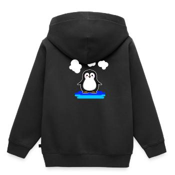 Pinguin Niedliches Tier - Kinder Premium Organic Hoodie - Schwarz - Hinten - AI Model Kid Male (0cm)