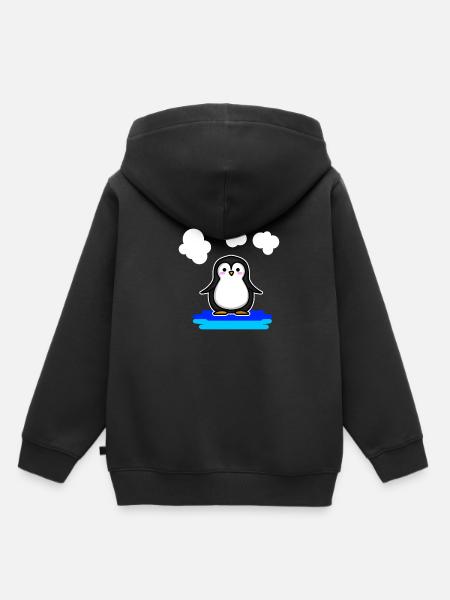 Pinguin Niedliches Tier - Kinder Premium Organic Hoodie - Schwarz
