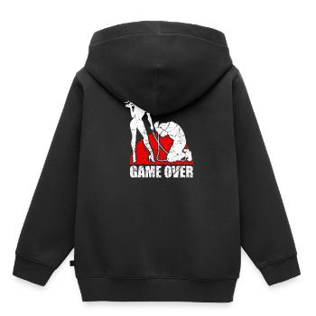 Fiançailles mariage célibataire célibataire - Sweat Premium à capuche enfant bio - noir - Dos - AI Model Kid Male (0cm)